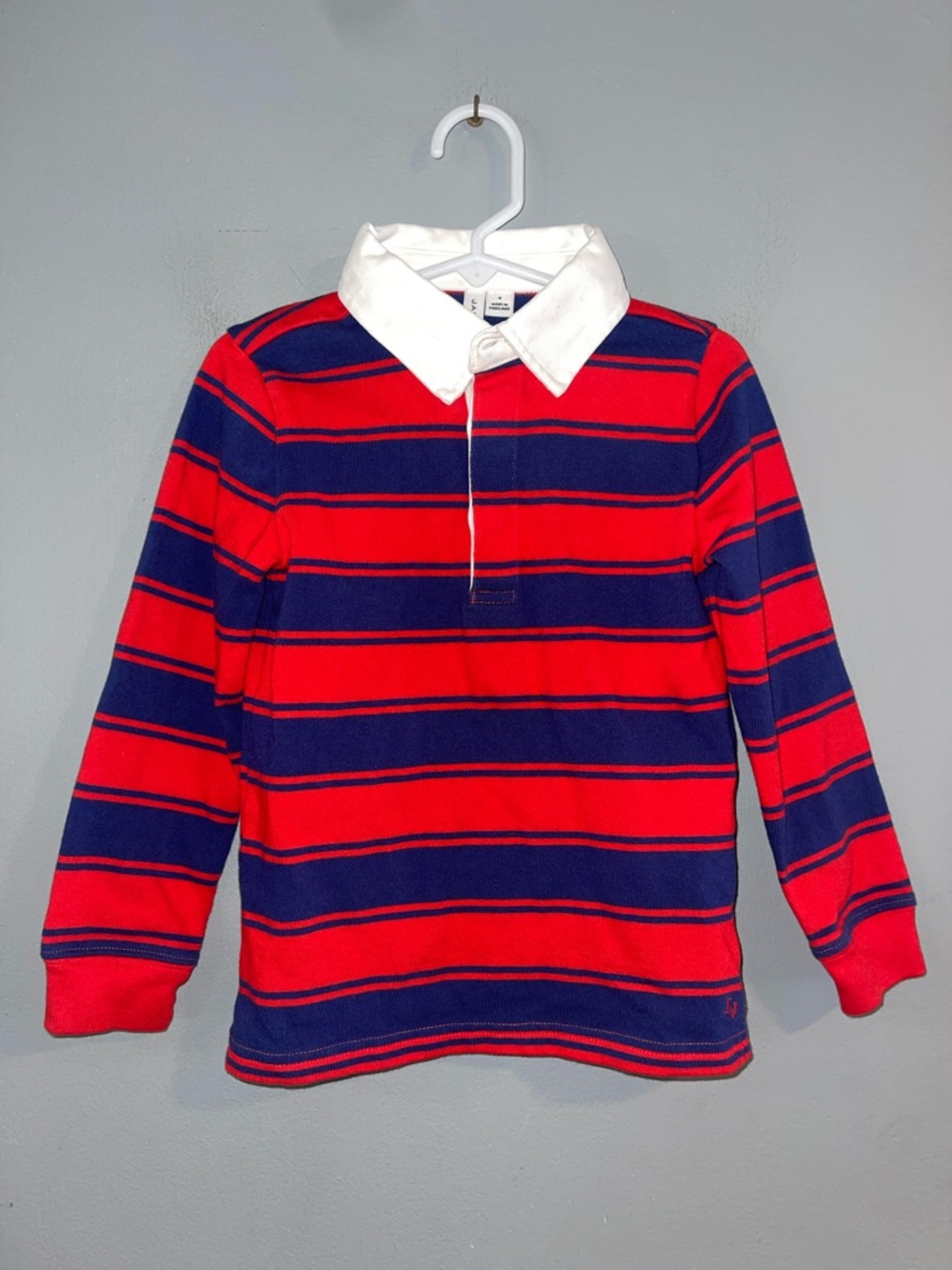 Janie and Jack Red and Navy Rugby Polo Shirt Size 4